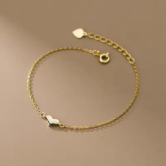 Gold Dainty Love Heart Adjustable Bracelet