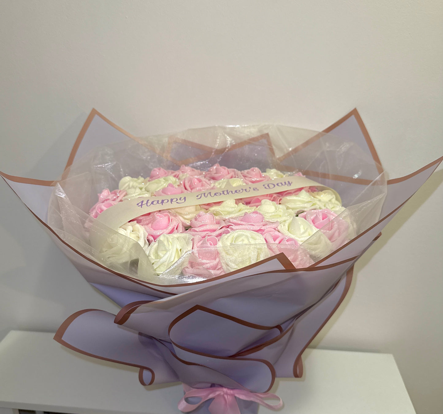 Lilac, Pink & Ivory Glitter Rose Flower Bouquet - Blooming Gifts