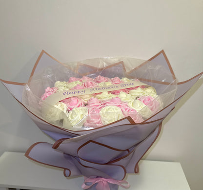 Lilac, Pink & Ivory Glitter Rose Flower Bouquet - Blooming Gifts