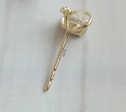 9K Gold Celestial Crystal Stud Earrings