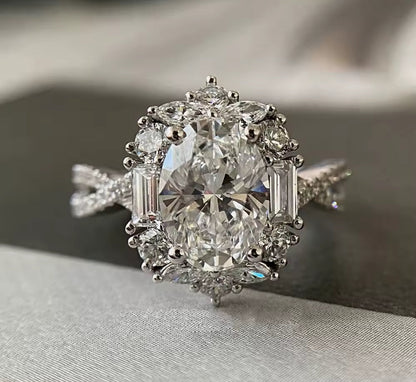 2 Carat Moissanite Oval Cut Statement Engagement Ring