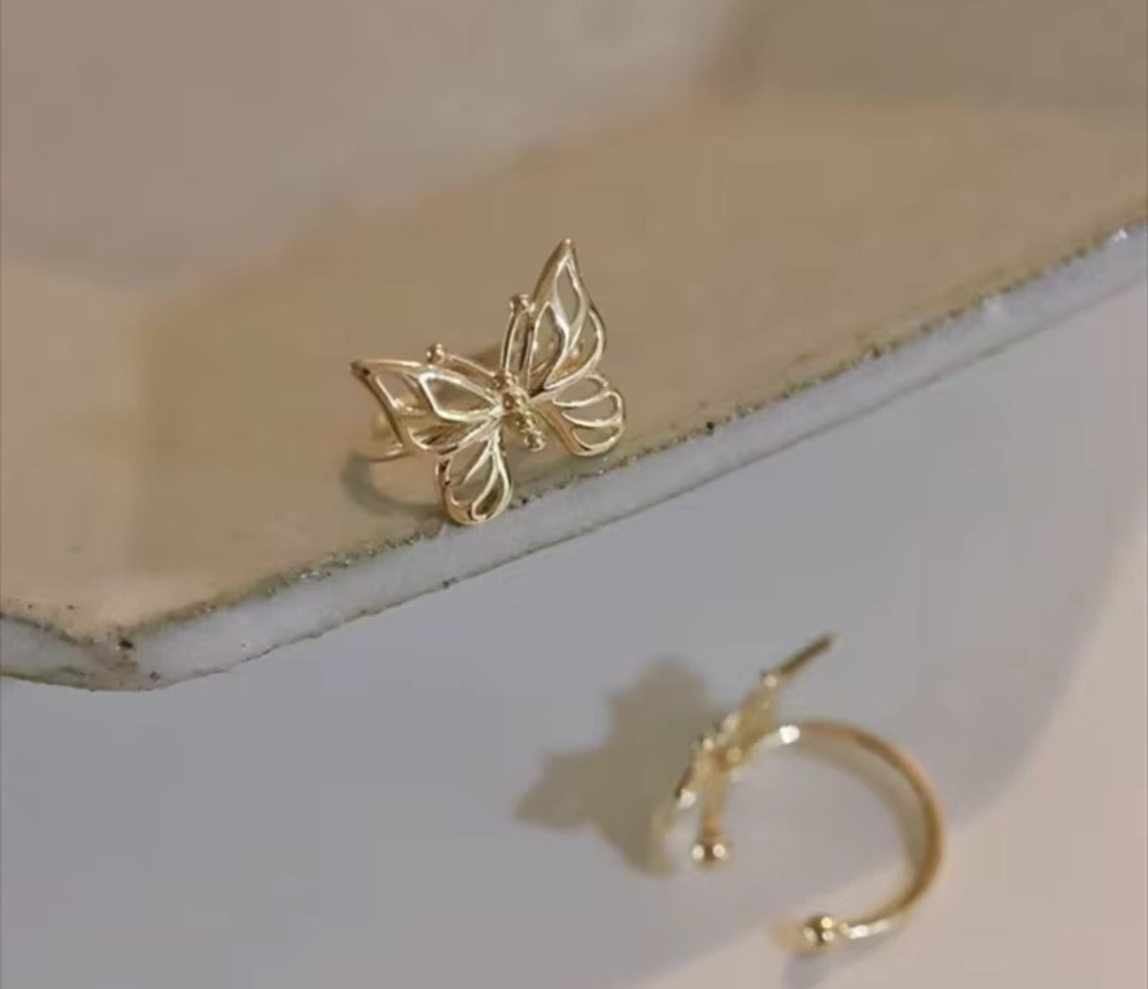 9K Solid Gold Butterfly Ear Cuff Earrings