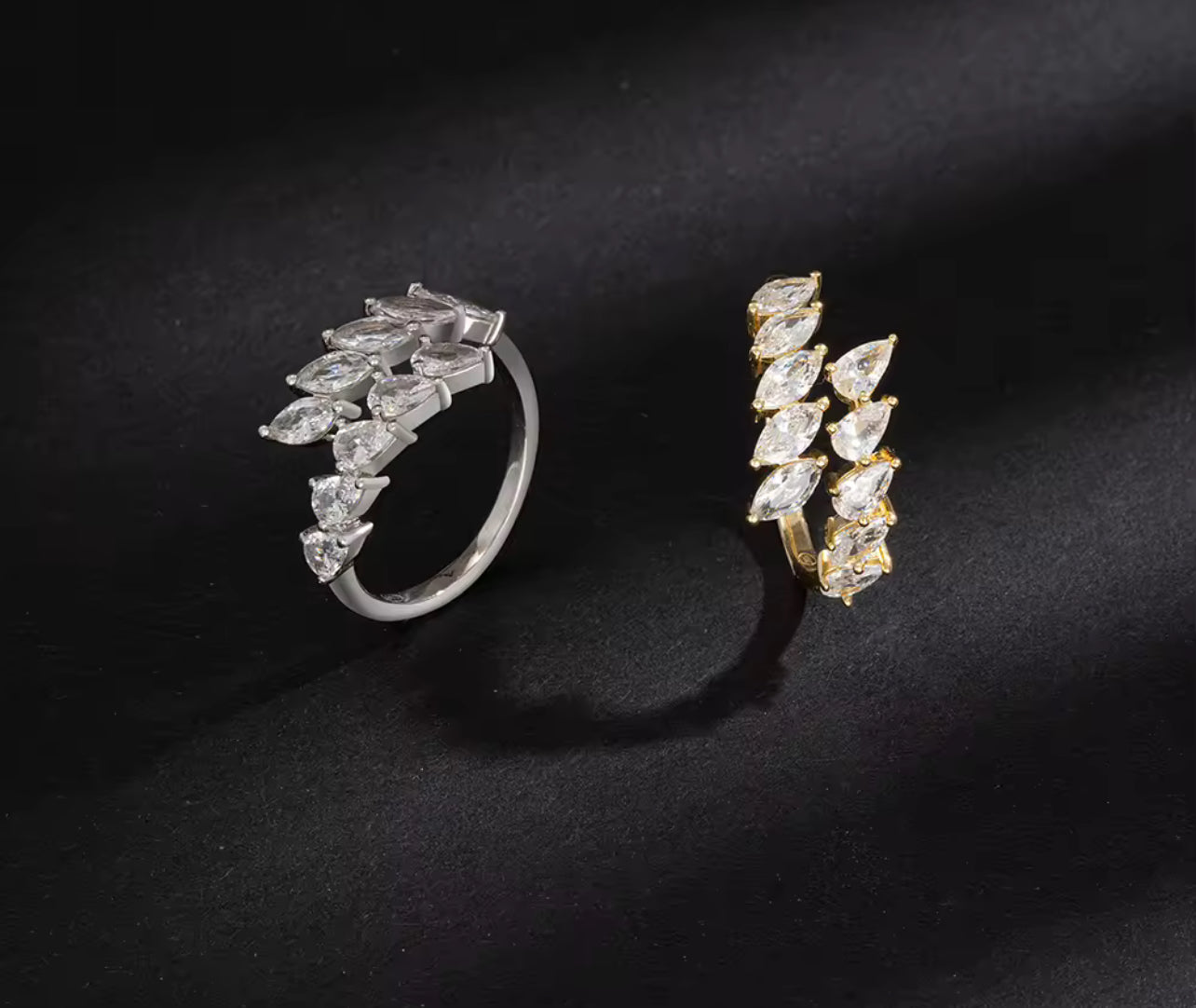 Adjustable Silver / Gold Marquise Cut Eternity Ring