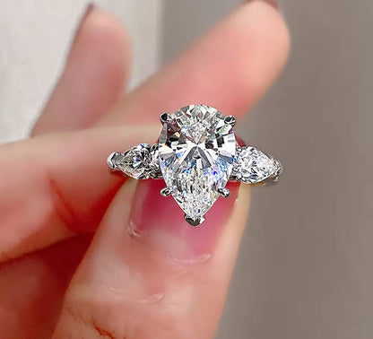 2 Carat Moissanite Pear Cut Statement Engagement Ring