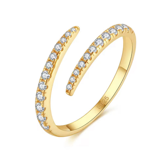 Adjustable Silver / Gold Round Cut Eternity Ring