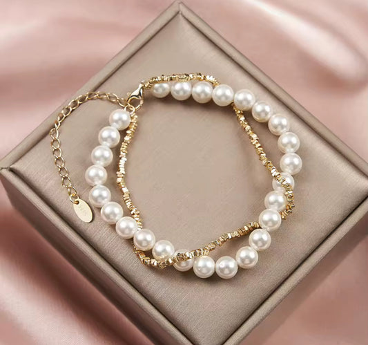 Fresh Water White Pearl Bracelet Silver / Gold