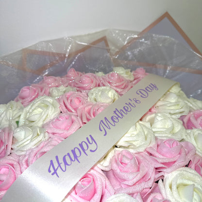 Lilac, Pink & Ivory Glitter Rose Flower Bouquet - Blooming Gifts