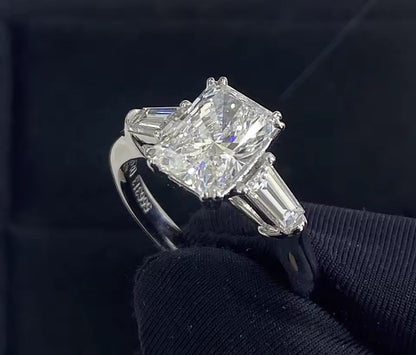 Radiant Cut Full Moissanite Womens Engagement Ring