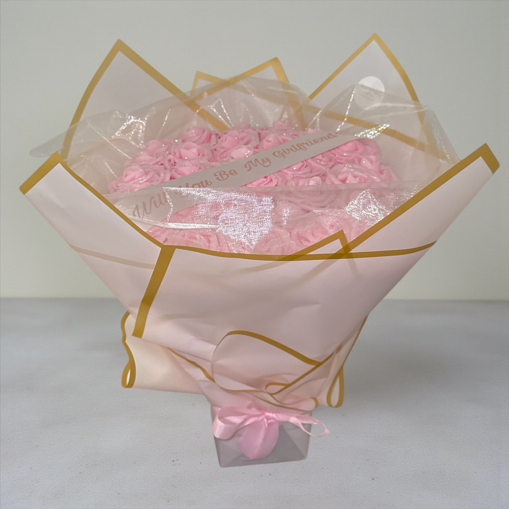 Personalised Any Message Pink Glitter Flower Rose Bouquet - Blooming Gifts