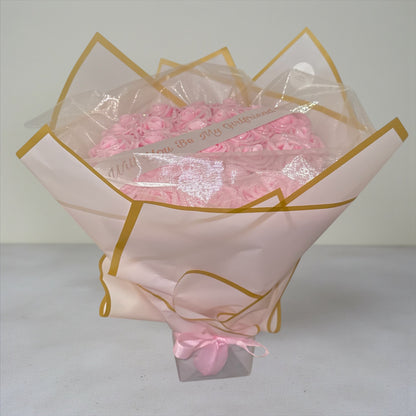 Personalised Any Message Pink Glitter Flower Rose Bouquet - Blooming Gifts