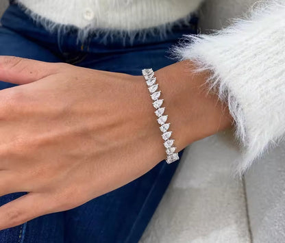Water droplet / Pear Cut Moissanite Chunky Womens Bracelet