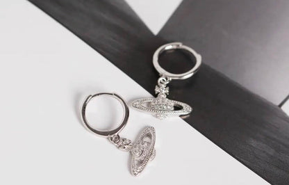 Silver Planet Design Hoop / Dangle Earrings