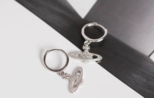 Silver Planet Design Hoop / Dangle Earrings