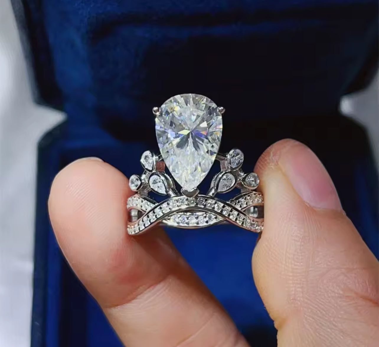 Teardrop Vintage Style Sterling Silver Statement Ring