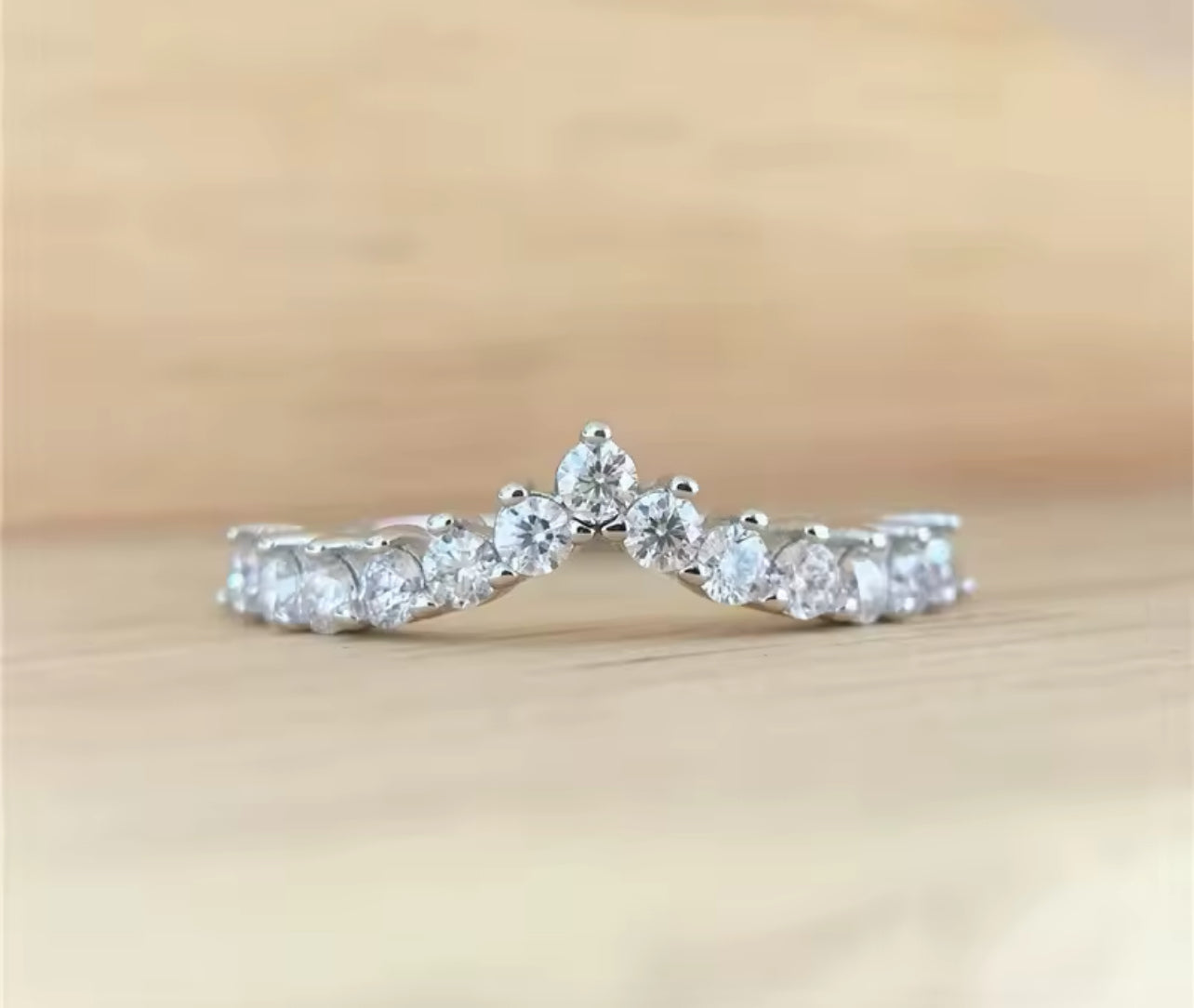 0.5CT V Design Womens Silver Eternity Promise Ring