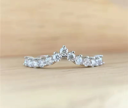 0.5CT V Design Womens Silver Eternity Promise Ring