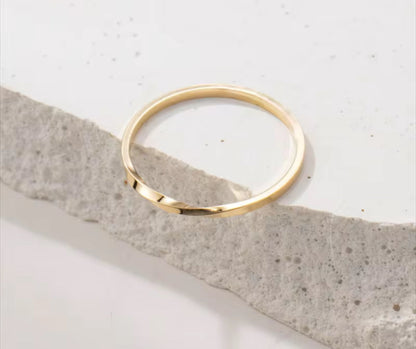 14K Gold Thin Womens Stacking Ring