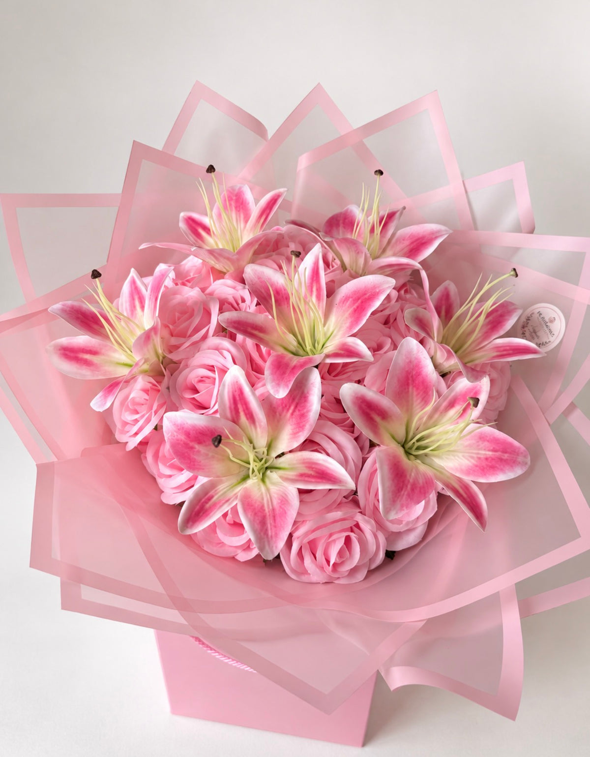 Pink Lily & Rose Flower Box – Personalised Luxury Bouquet