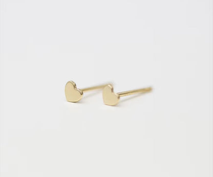 14K Gold Filled Love Heart Dainty Stud Earrings