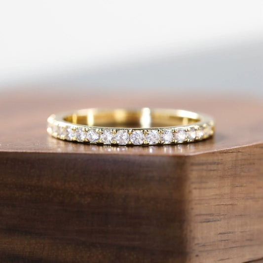 Moissanite Gold Band Eternity Womens Ring