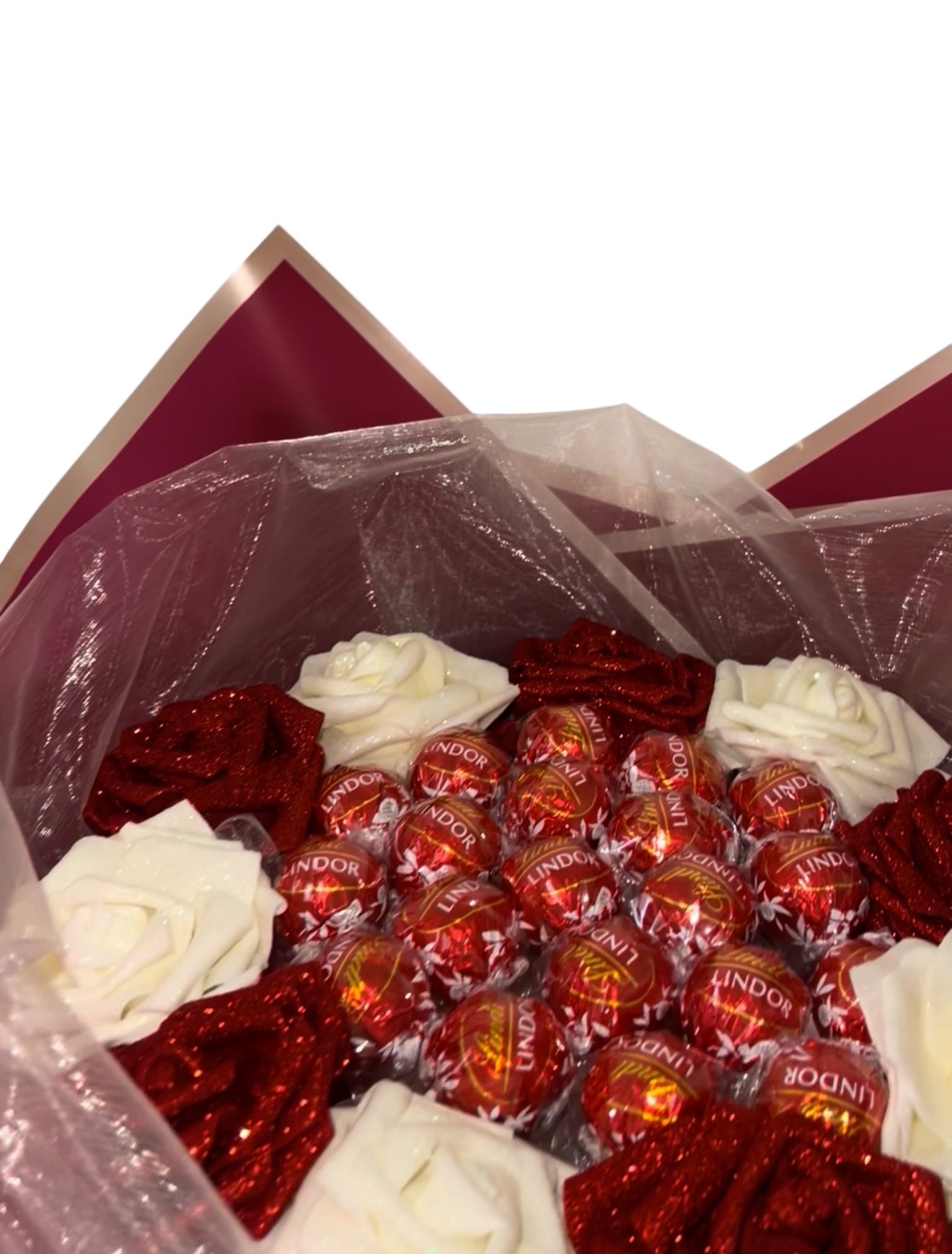 Red Lindor Glitter Rose Chocolate Bouquet Gift