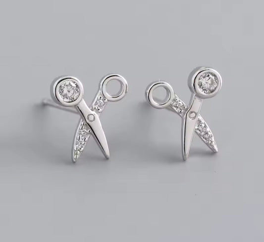Scissors Hairdresser Stud Earrings Silver / Gold
