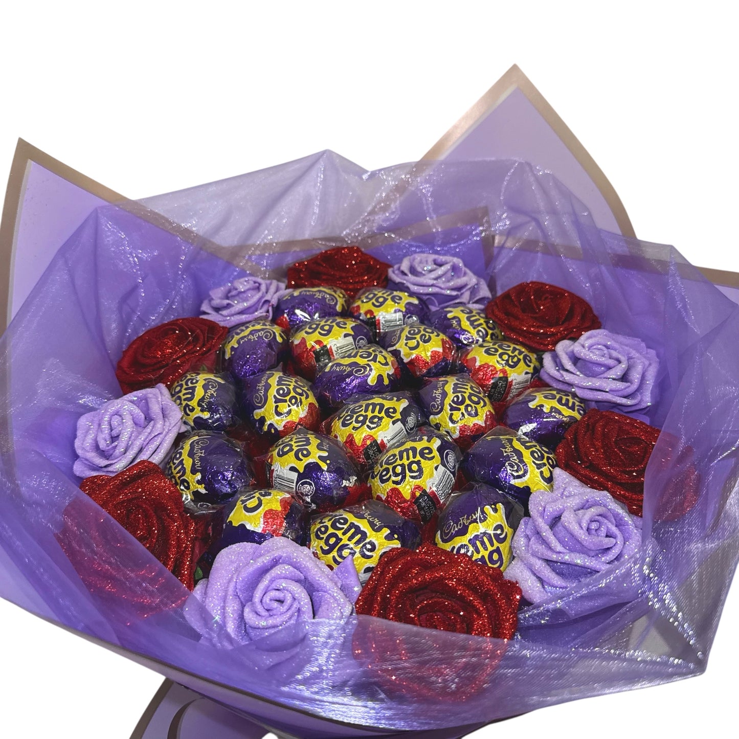 Crème Egg Chocolate Glitter Rose Bouquet - Blooming Gifts