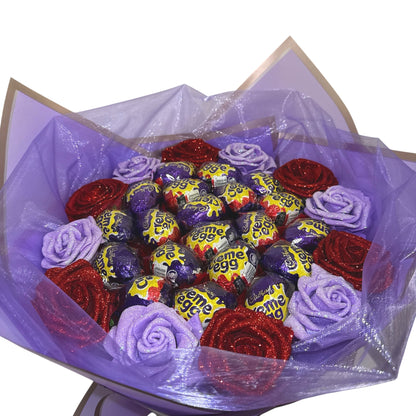 Crème Egg Chocolate Glitter Rose Bouquet - Blooming Gifts