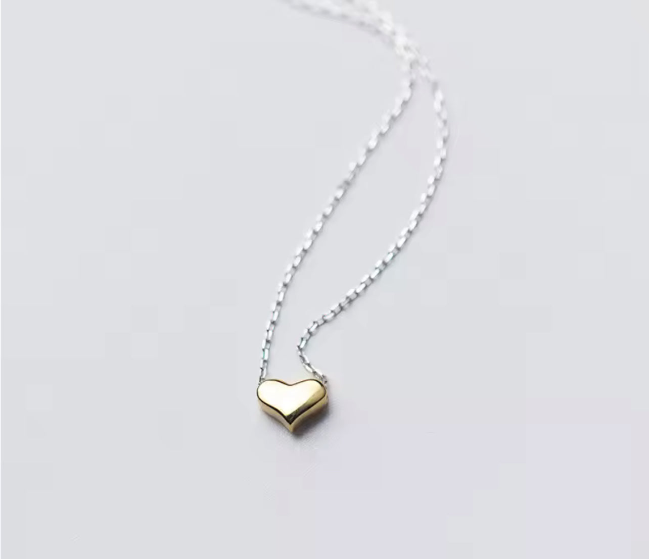 Dainty Silver / Gold Love Heart Elegant Necklace