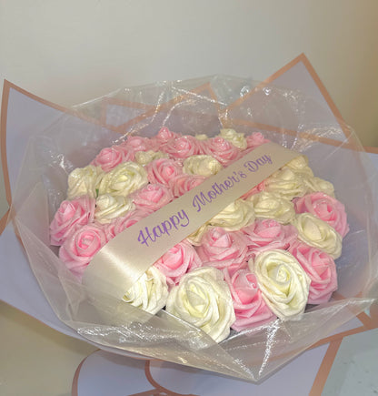 Lilac, Pink & Ivory Glitter Rose Flower Bouquet - Blooming Gifts
