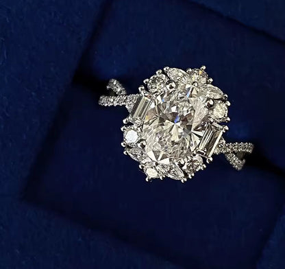 2 Carat Moissanite Oval Cut Statement Engagement Ring