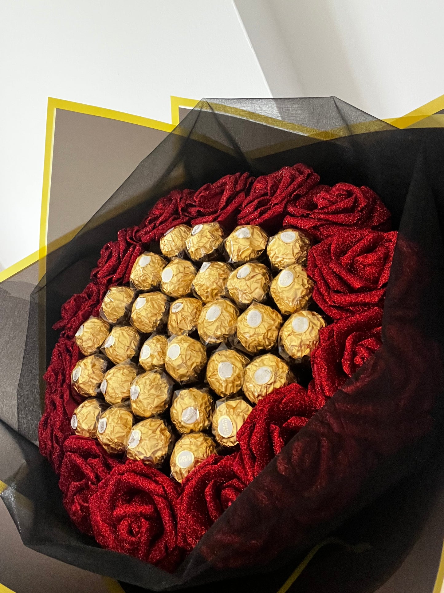 Ferrero Rocher Red Glitter Rose Chocolate Bouquet