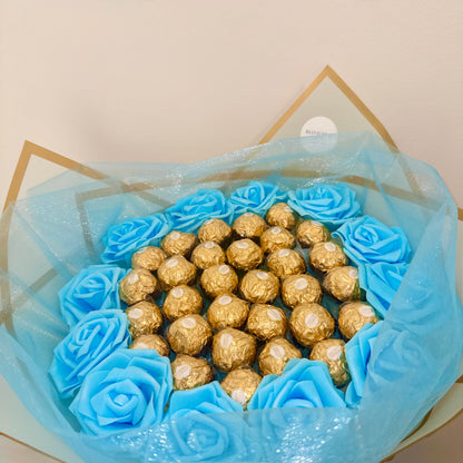 Blue & Gold Ferrero Rocher Chocolate Bouquet Gift