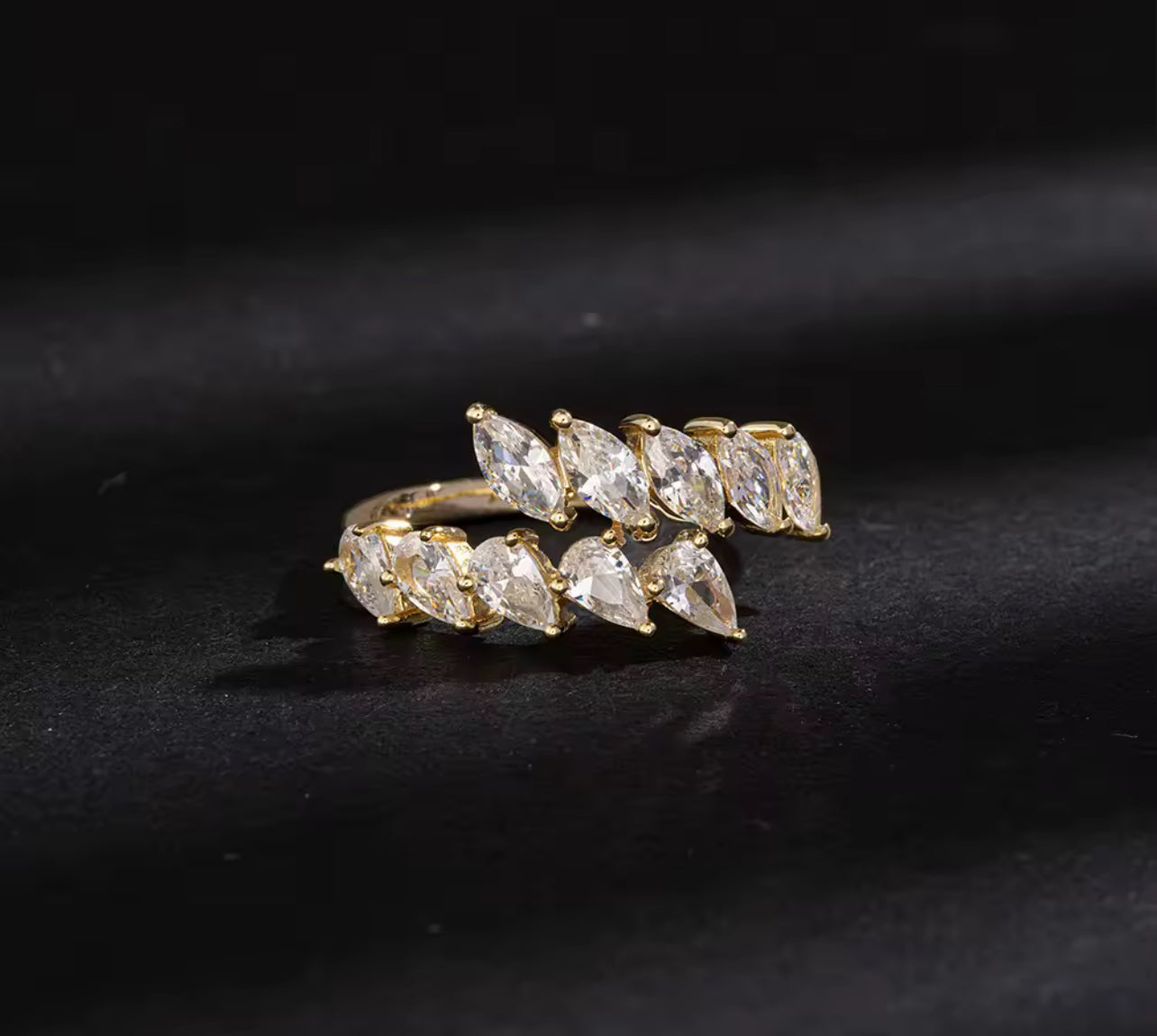 Adjustable Silver / Gold Marquise Cut Eternity Ring