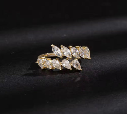 Adjustable Silver / Gold Marquise Cut Eternity Ring