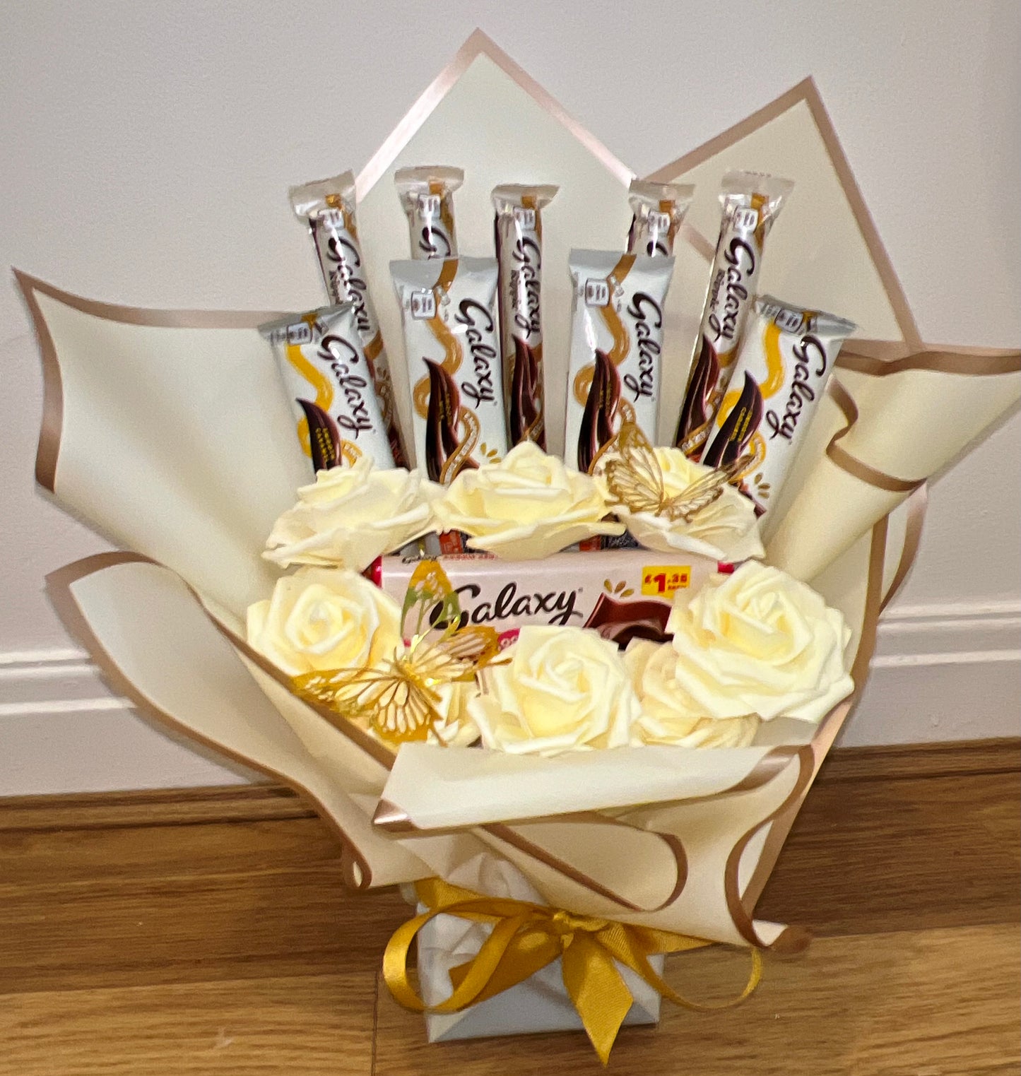 Galaxy Chocolate Cream Rose Flower Butterfly Bouquet Gift