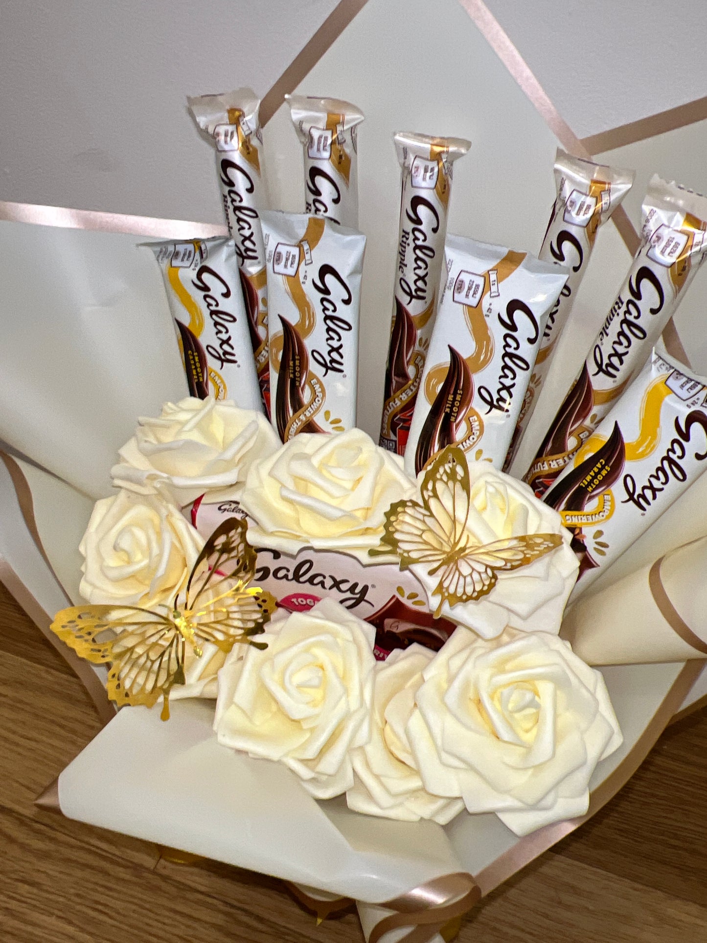 Galaxy Chocolate Cream Rose Flower Butterfly Bouquet Gift