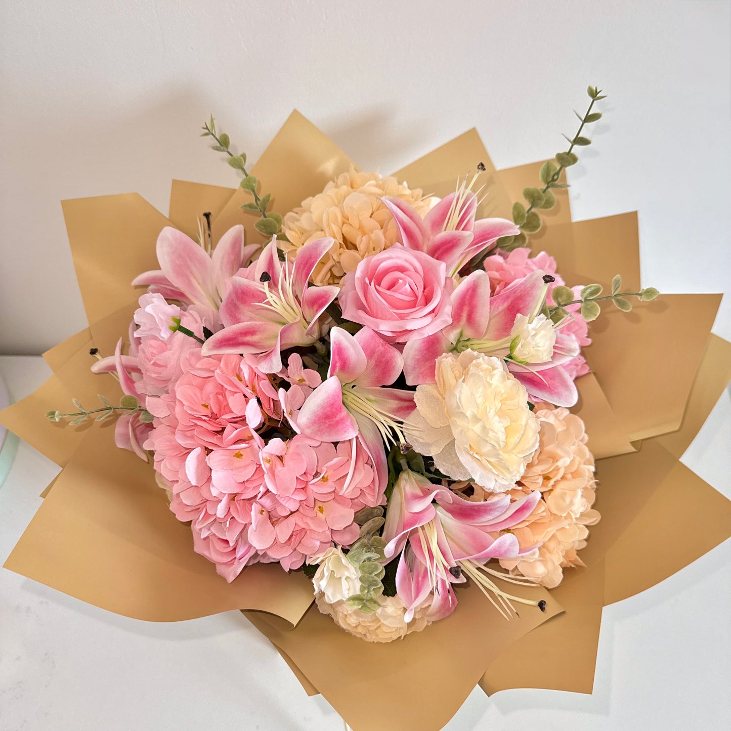 Rose, Lily & Hydrangea Flower Bouquet - Blooming Gifts