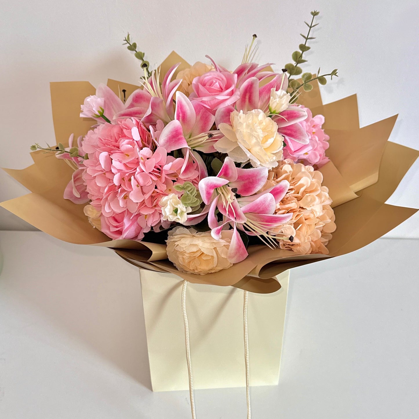 Rose, Lily & Hydrangea Flower Bouquet - Blooming Gifts
