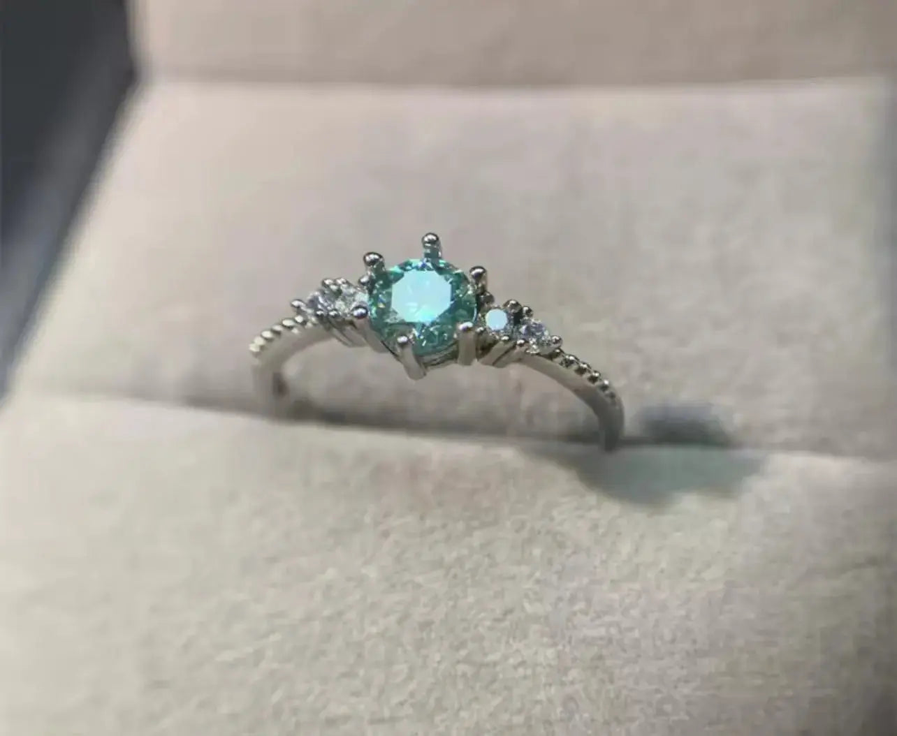 0.5CT Green Moissanite Womens Engagement Ring