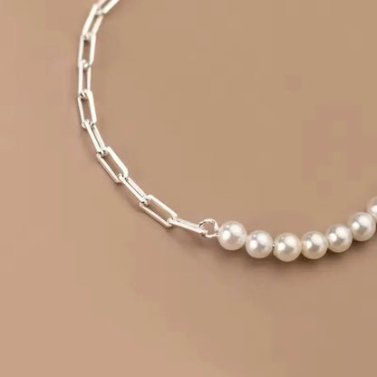 Pearl Pull Through Paperclip Bracelet