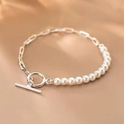 Pearl Pull Through Paperclip Bracelet