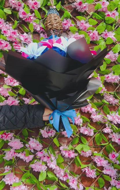 Stitch Inspired Blue Rose & Lily Bouquet Luxury Character Flower Gift