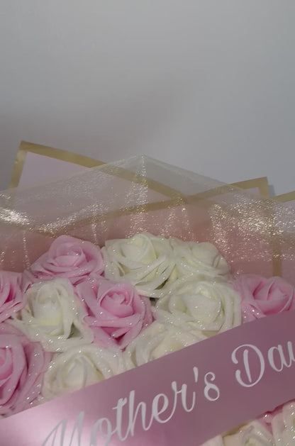 Pink & Ivory Glitter Rose Flower Bouquet