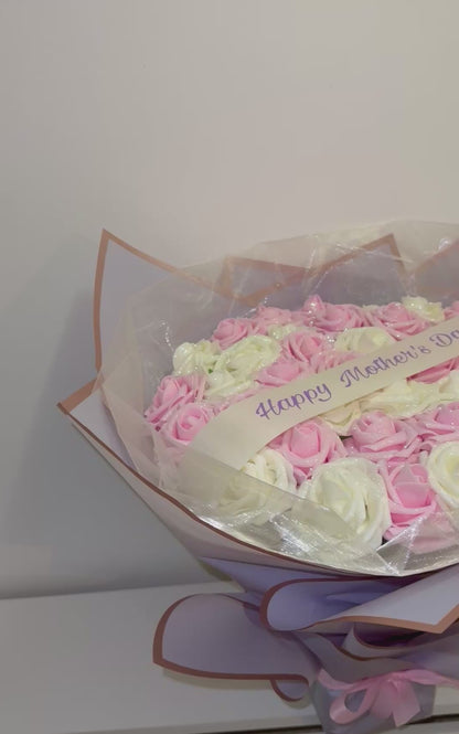 Lilac, Pink & Ivory Glitter Rose Flower Bouquet