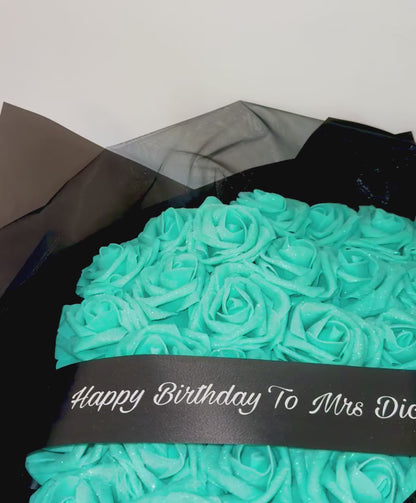 Tiffany Inspired Glitter Rose Personalised Luxury Bouquet