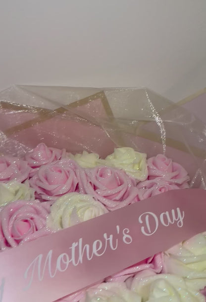 Pink & Ivory Glitter Rose Flower Bouquet