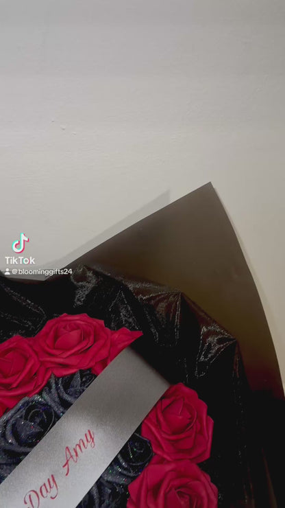 Love Heart Glitter Rose Personalised Bouquet