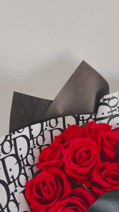 Red & Black Red Rose Bouquet High End Wrapping