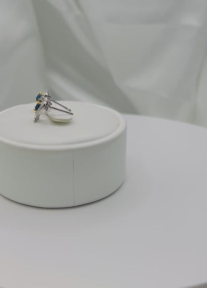 Natural Sapphire Love Heart Silver Stud Earrings